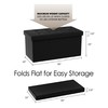 Hastings Home Folding Storage Bench Ottoman 30" Faux Black Leather Foam Padded Lid, Removable Bin for Home 618163TXM